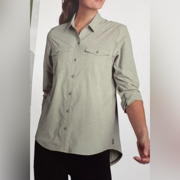 Eddie Bauer Women's Olive Button Down Shirt - Picture 1 of 15